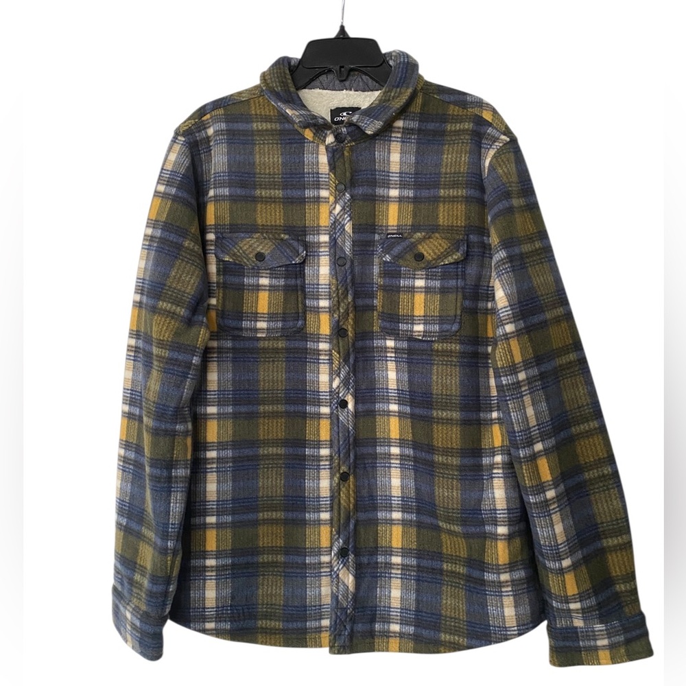 O'Neill Super Fleece Lined Flannel Jacket Men's Medium Spruce Multicolor Shacket